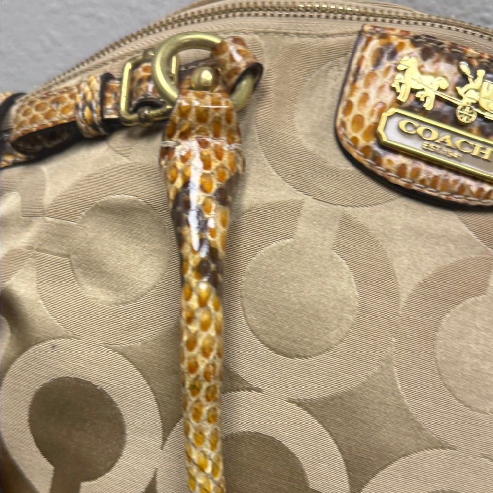 Coach Tan and Brown Signature Madison Sophia Snakeskin Satchel - Picture 4 of 13
